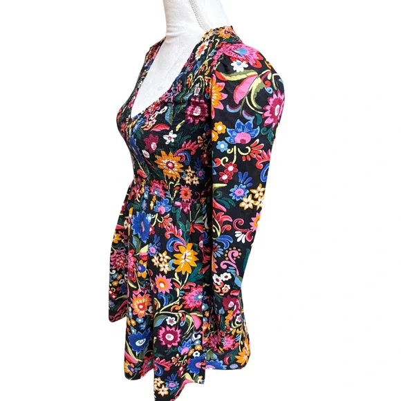 Boden Smocked Bodice Mini Dress Long Sleeve Gardenia Pop Balloon Sleeve - 2 - Picture 4 of 9